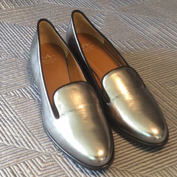 Aquatalia Shoes - Aquatalia size 9.5 silver and black loafers for women Condition is pristine NWT